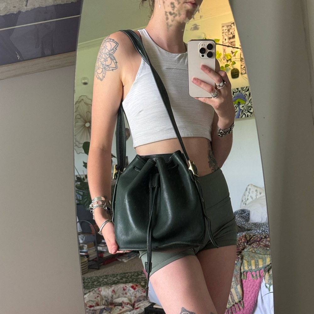 Vintage cowhide leather green COACH purse